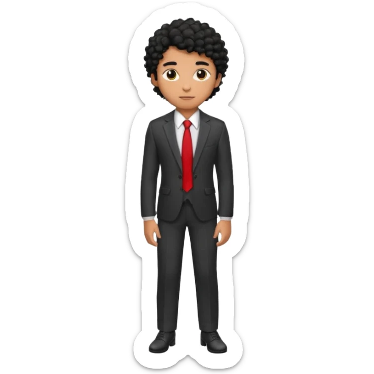 Young man, brown skin, black curly hair, tailored trousers, suit jacket, and tie

 sticker