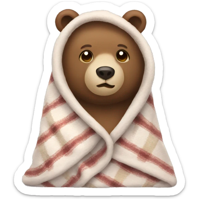 bear cozy in blanket sticker