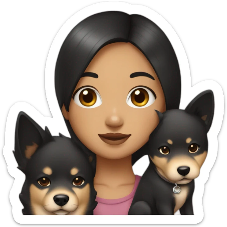 Black hair girl with shiba inu sticker