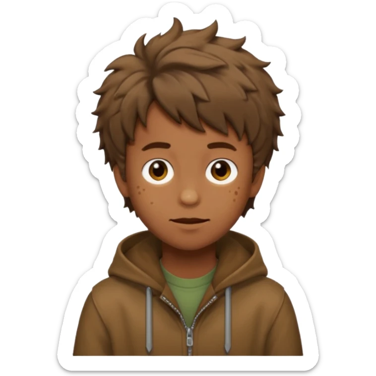 Felix Freckles straykids emoji shaggy hair the color browm sticker