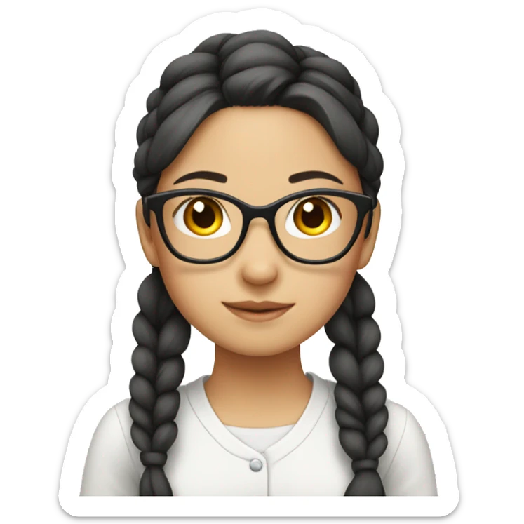 A girl wearing glasses with her hair tied up, Asian sticker