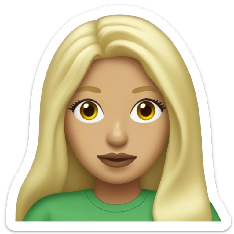 lady gaga in a brat green tshirt and long blond hair sticker