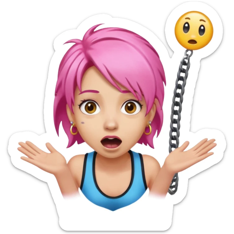 bungee jumping face in action with earrings and pink hair flying away earrings flying away sticker