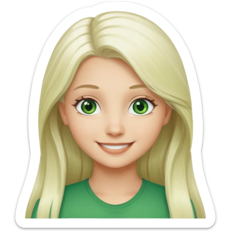 Long platinum blonde hair girl with green eyes  sticker