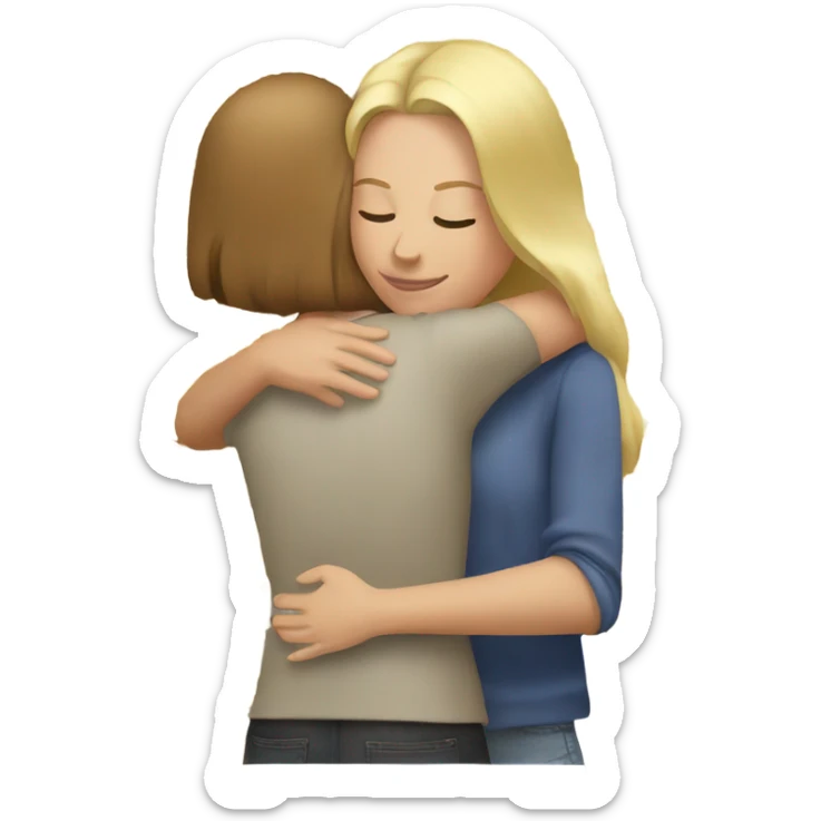 The woman blonde hugs the girl with brown hair  sticker