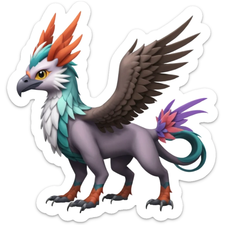 Palkia-Noivern-Nargacuga-Silvally-Gryphon-Griffin-Griffon-Hippogriff-fusion-hybrid-animal-creature  with long ears  sticker
