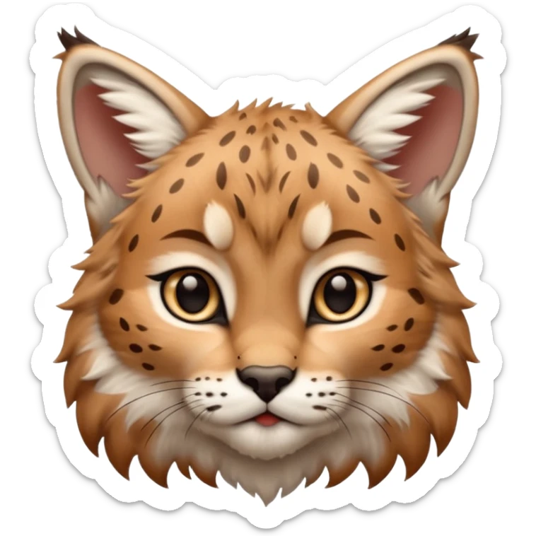 A high-resolution photo-realistic digital illustration of a baby lynx, chest upward A high-resolution, photo-realistic digital illustration of a majestic young Eurasian lynx, shown from the shoulder upwards with lynx markings sticker