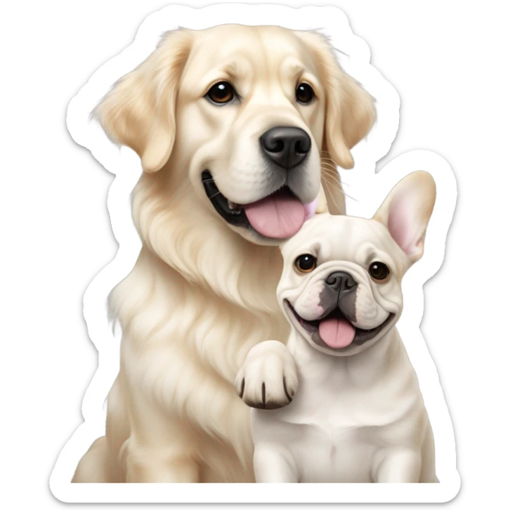 English cream golden retriever and an oreo colored frenchie as best friends sticker