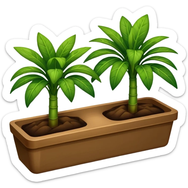 plantas abundantes tipo helecho en macetas rectangulares color café sticker