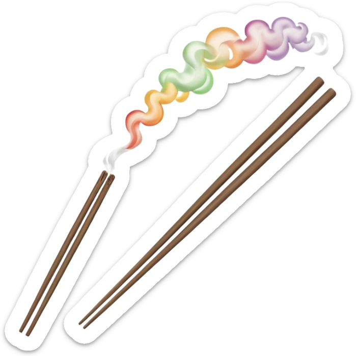 The chopsticks 🥢 emoji with smoke of a cigarette 🚬 to look like a incense stick  sticker