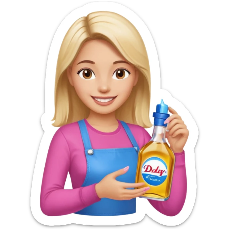 bottle of oil blue top pink outside with logo that says Diddy Party oil Johnson and Johnson  brand with a smiling girl berry on top sticker