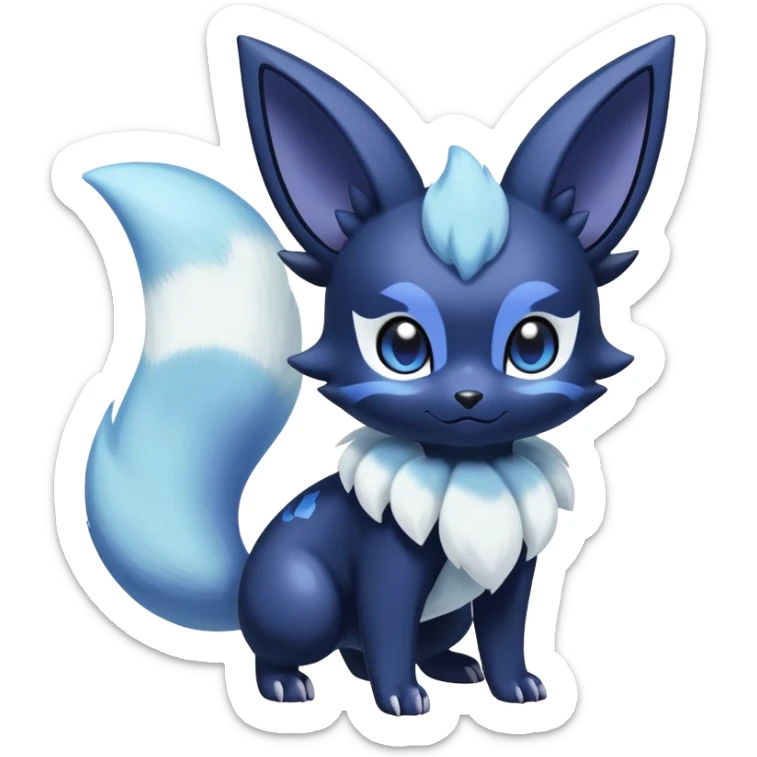 Shiny snowy pastel Nebulae Noibat-Meowstic-Umbreon-Fakémon-hybrid-creature (full body)  sticker