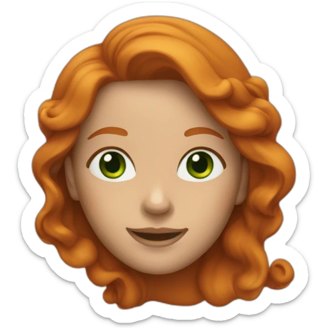 Woman with long wave ginger hair and green eyes, she’s smiling  sticker