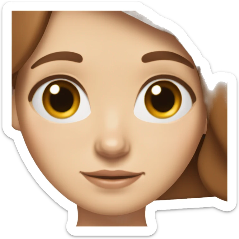 White girl with brown hair and blue eyes holding a red dachshund  sticker