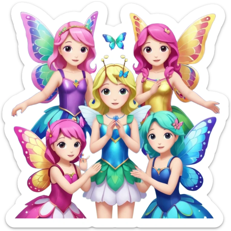 (1 Rainbow Glitter Magical Girl With Butterfly Wings), (1 Hot Pink Magical Girl With Butterfly Wings)(3 Sun Magical Girl With Butterfly Wings)(1 Moon Magical Girl With Butterfly Wings)(1 Aurora Borealis Magical Girl With Butterfly Wings)(1 Galaxy Magical Girl With Butterfly Wings) sticker