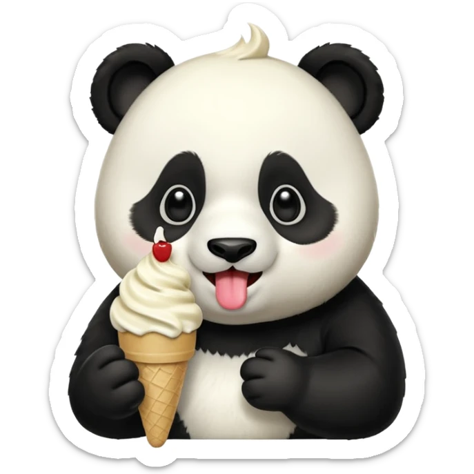 Panda eating ice cream sticker