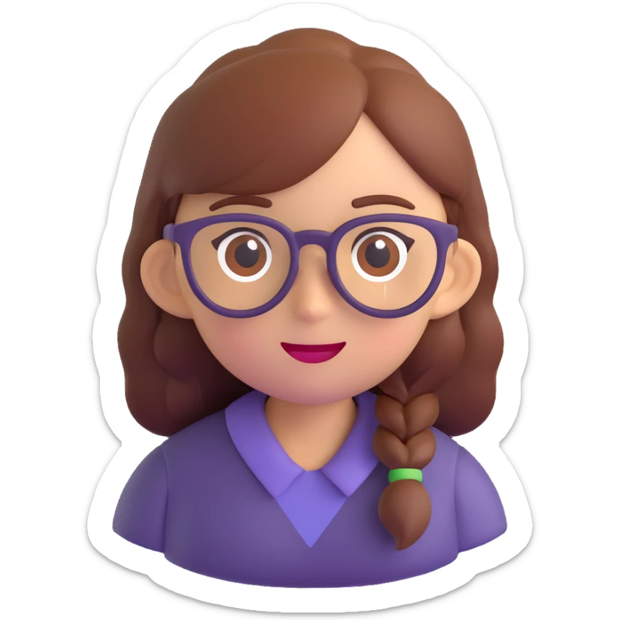 girl with glasses, 3d emoji style sticker