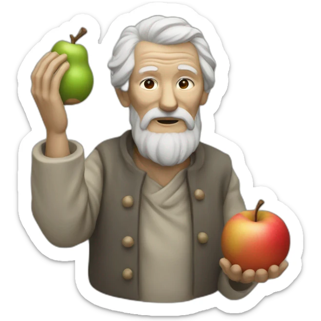 old womanStatue of an old man holding a stone apple in his right hand sticker
