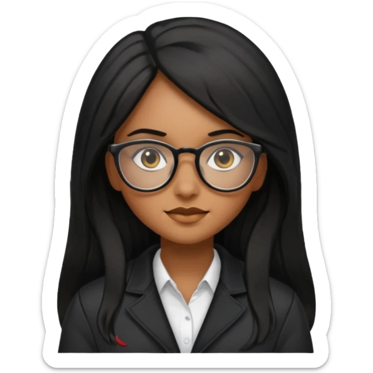 Brownskin girl with glasses and long black hair wearing glasses and a tight black jacket  sticker