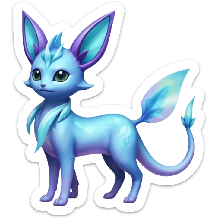 Shiny Nebulae Espeon-Lumineon-Vaporeon-Amaura-Glaceon-Fakémon-hybrid-creature (full body)  sticker