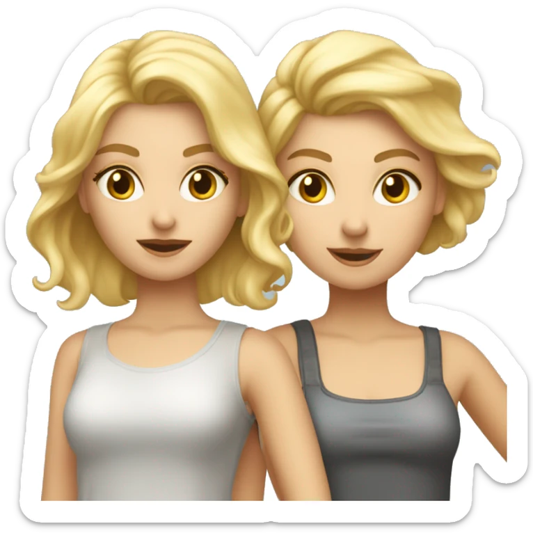 Deux filles qui s’embrassent une blonde cheveux court et une brume cheveux courts  sticker