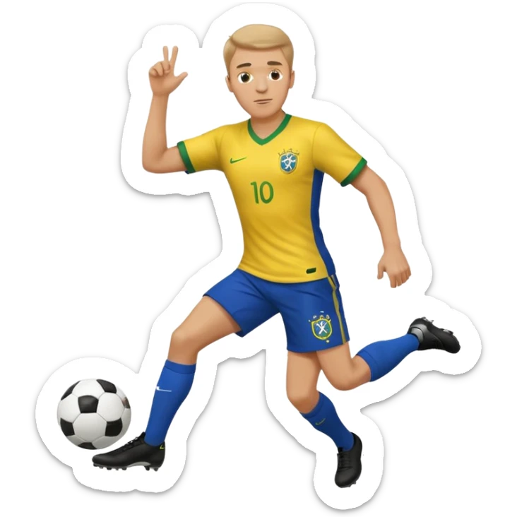 A white guy kicking a soccer ball with a brazil fc shirt on sticker