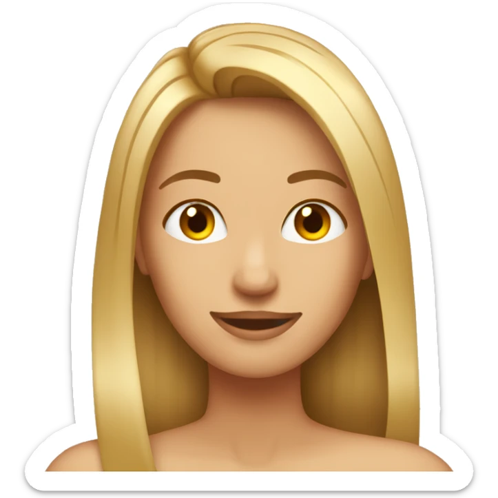 blond highlights on brown long straight haired woman tanned and beautiful emoji sticker