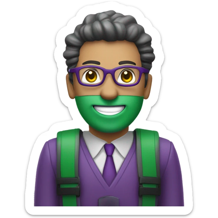 CISO in green/purple branding looks happy. The experts at Wortell proactively intervene where necessary, nipping potential attacks in the bud. Koos can now work with peace of mind, knowing his organization is secure.  sticker