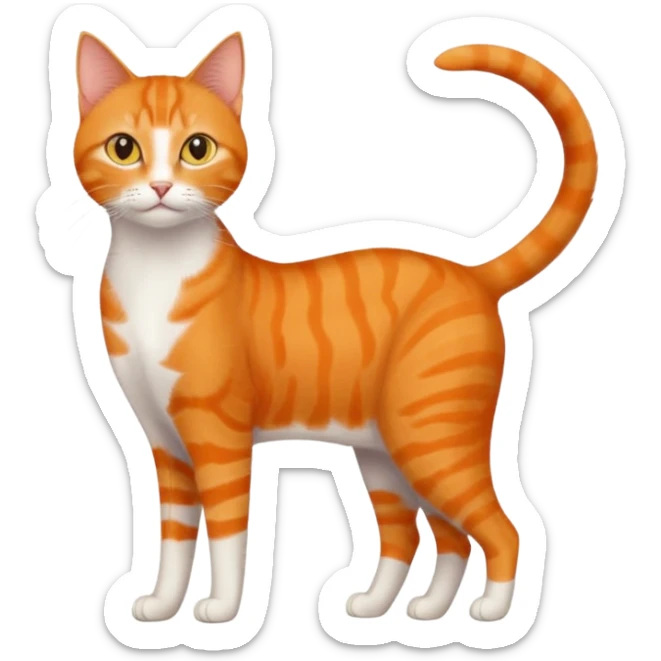 full body orange domestic shorthair slim cat with yellow/orange eyes  sticker