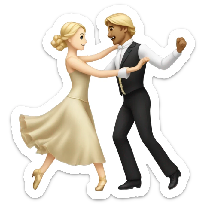 Blond hair man and brown hair woman dancing waltz sticker