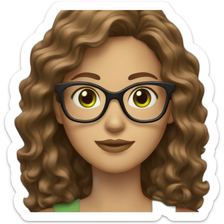 woman-with-wavy-brown-hair-square-glasses-green-eyes sticker