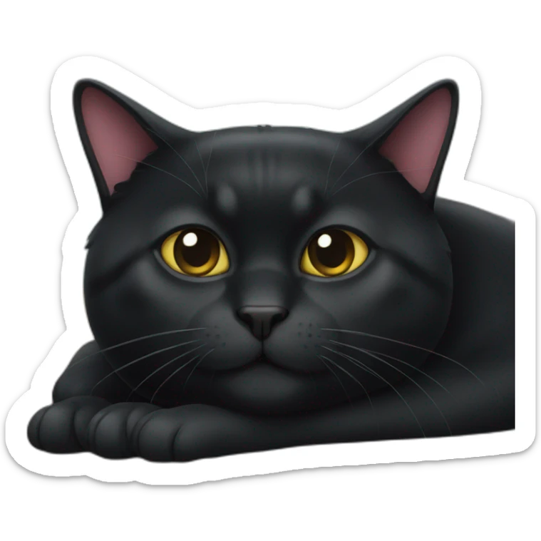 fat black cat sticker