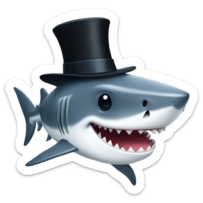 Shark with a top hat sticker