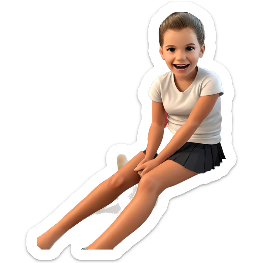 smiling girl in skirt sticker