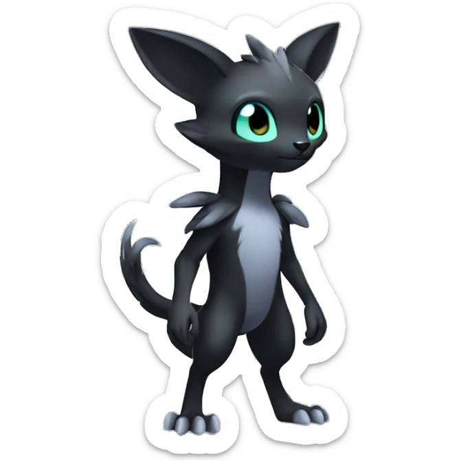Cute cool shiny fantasy dark-shadow-themed animal hybrid Fakemon full body sticker