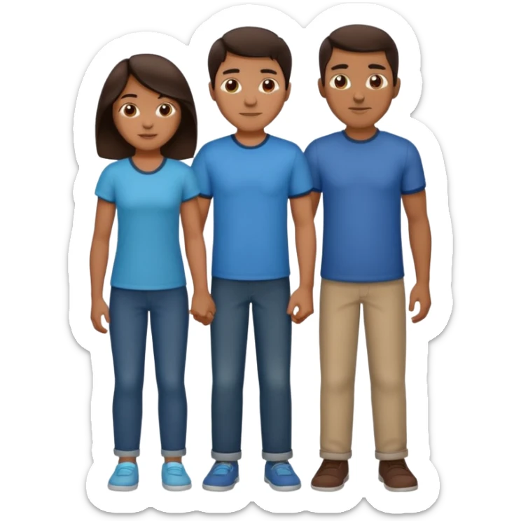 Hispanic family of five: mom, dad, three kids (two boys and one girl in the middle), all with dark brown hair sticker