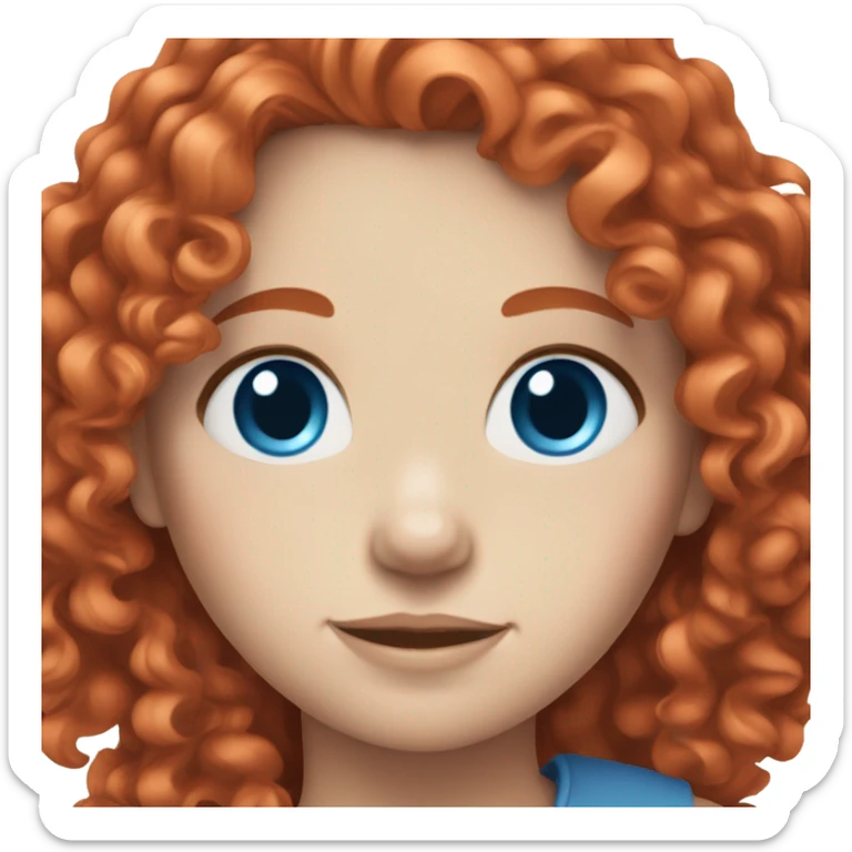 Girl with curly, bright red hair and pale skin and blue eyes sticker