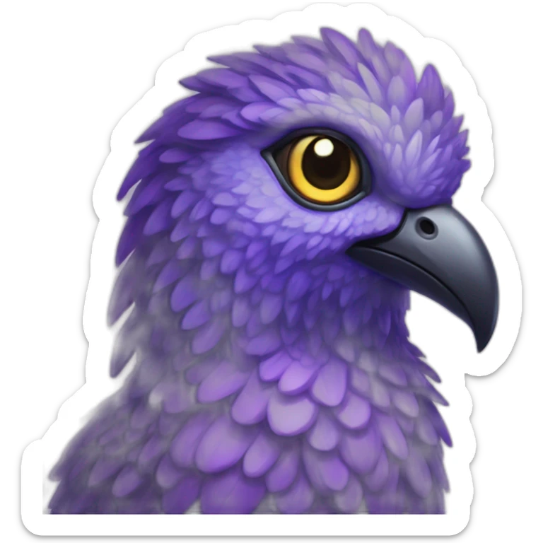 A beautiful and charming adult purple Simorgh, a bird of happiness, an eye-catching electric praxis sticker