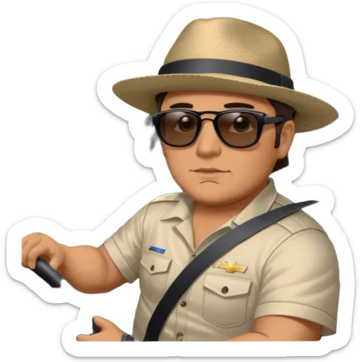 Large guy inside driver seat of a 2020 Camaro zl1 bout show a outside perspective  sticker