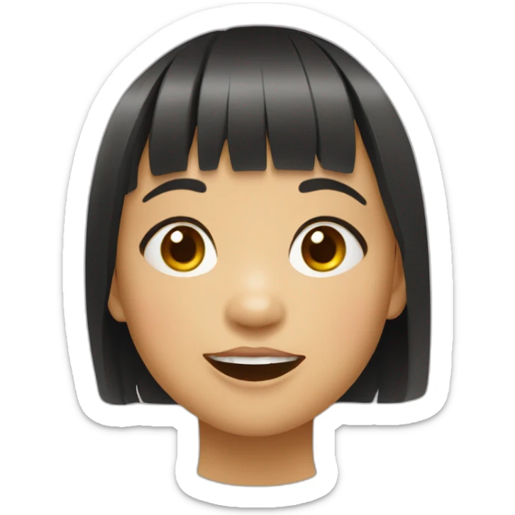 Filipino child girl with short hair fringe slim lost on front tooth sticker