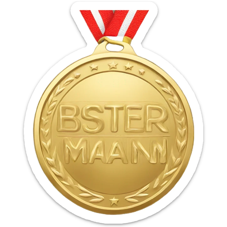 a picure of a gold medal. the text on the gold medal is "Bester Mann!" sticker