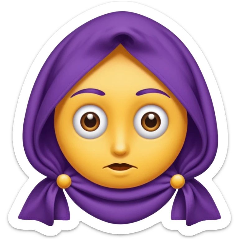 Hazme un emoji de una toalla morada con ojos de Cari con ojos de caricatura con boca sticker