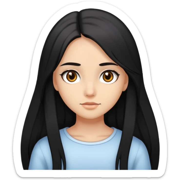 Girl with hair black largue and eyes brown, skin normal and pretty sticker