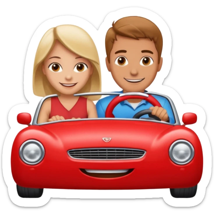 Men drives to her lovely girl in car of love sticker