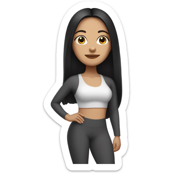 lightskin latin woman with straight long black hair wearing a yoga outfit  sticker