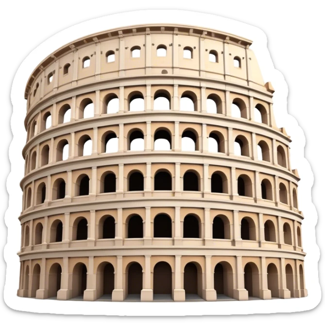 Cinematic Realistic Colosseum Landmark Emoji, depicted as the ancient Roman amphitheater rendered with dramatic architectural detail and dynamic lighting. sticker