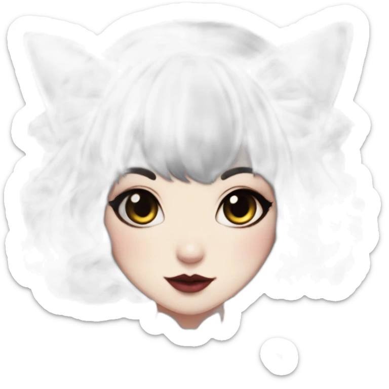 Cat girl with short black hair wearing traditional goth makeup and wearing frilly gothic Lolita drwaa sticker