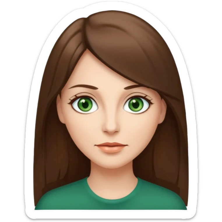 pretty middle age woman with green eyes and long straight ash-brown hair  sticker