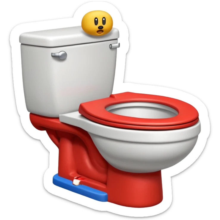 Mario's neck and head only sticking out of a white toilet sticker