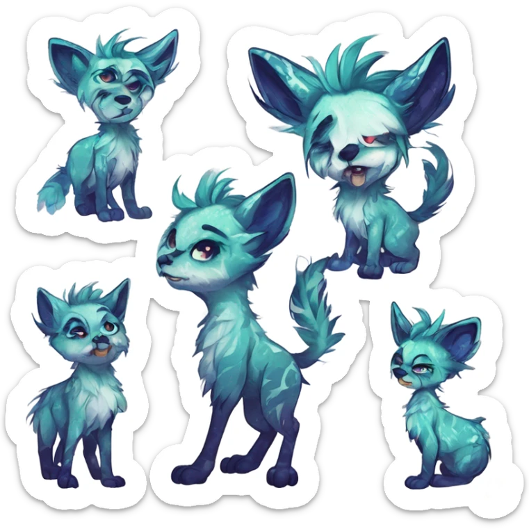 Cool cute Kawaii edgy fantasy shiny animal  fursona Fionbri vernid by griffsnuff & LiLaiRa & Falvie full body sticker